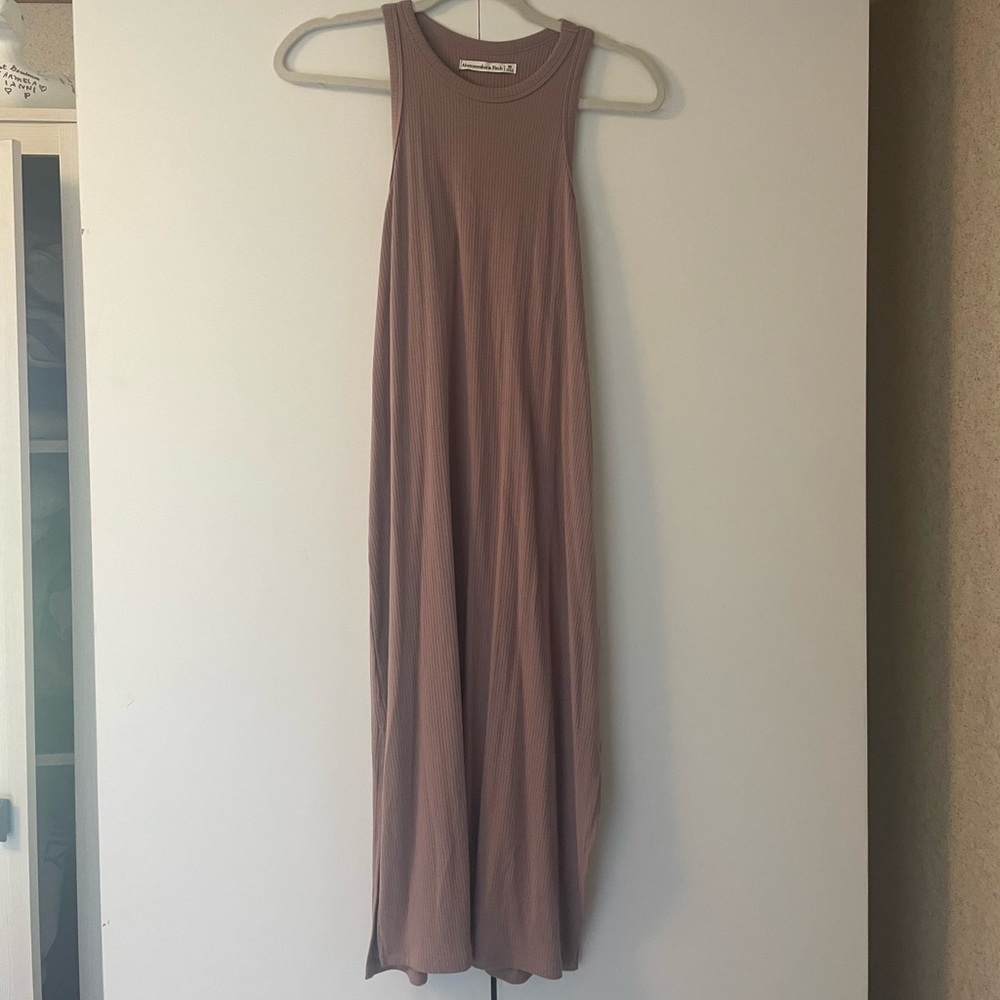 Abercrombie and Fitch Ribbed Purple/Taupe Midi Dress
